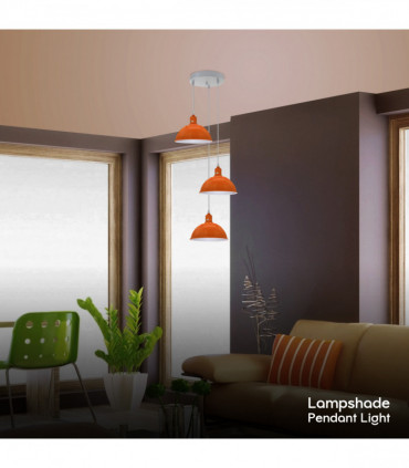 Vintage Industrial Round Three Outlet 21cm Pendant Light Orange without bulb
