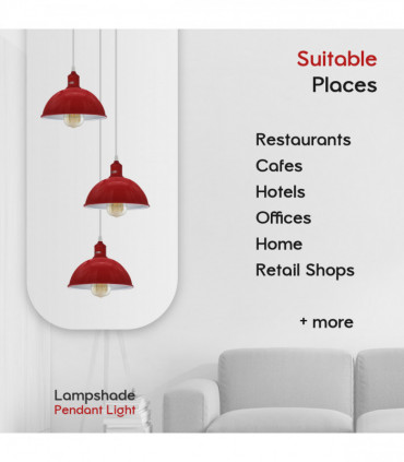 Vintage Industrial Round Three Outlet 21cm Pendant Light Red without bulb
