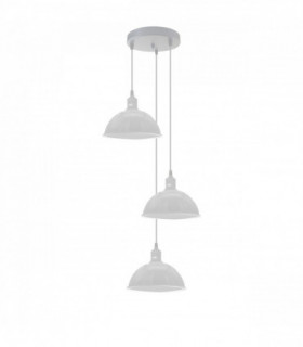 Vintage Industrial Round Three Outlet 21cm Pendant Light White without bulb