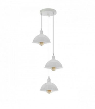 Vintage Industrial Round Three Outlet 21cm Pendant Light White without bulb
