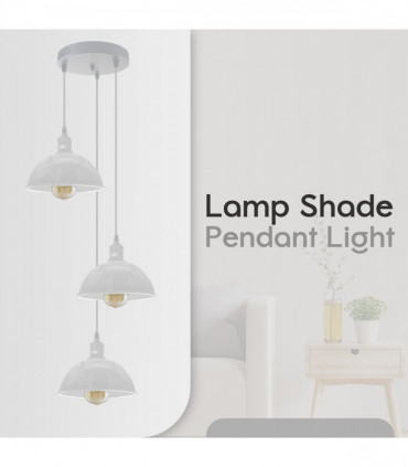 Vintage Industrial Round Three Outlet 21cm Pendant Light White without bulb