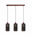 Vintage Industrial Rustic Red 3 Head Reactangle Base Pendant Cord  E27 Metal Brushed Light Fitting Barel Cage Lamp Shade