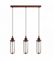 Vintage Industrial Rustic Red 3 Head Reactangle Base Pendant Cord E27 Base Metal Brushed Light Long Wire Cage Lamp Shade