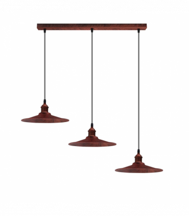 Vintage Industrial Rustic Red 3 Head Reactangle Base Pendant Cord E27 Base Metal Brushed Light Long Wire Cage Lamp Shade