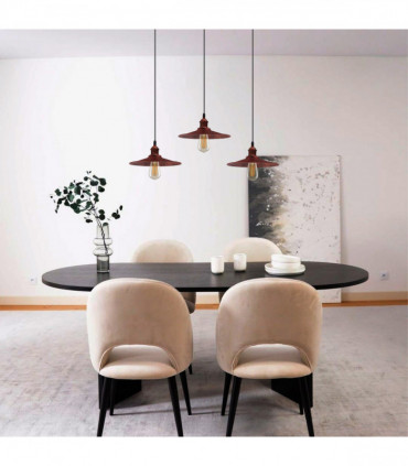 Vintage Industrial Rustic Red 3 Head Reactangle Base Pendant Cord E27 Base Metal Brushed Light Long Wire Cage Lamp Shade