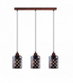 Vintage Industrial Rustic Red 3 Head Reactangle Base Pendant Cord E27 Metal Brushed Light Fitting Barel Cage Lamp Shade