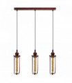 Vintage Industrial Rustic Red 3 Head Reactangle Base Pendant Cord E27 Metal Brushed Light Long Wire Cage Lamp Shade