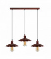 Vintage Industrial Rustic Red 3 Head Reactangle Pendant Cord E27  Metal Brushed Light Fitting Umbrella Shape Lamp Shade