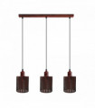 Vintage Industrial Rustic Red 3 Head Reactangle Pendant Cord E27 Base Metal Brushed Light Fitting Barel Cage Lamp Shade