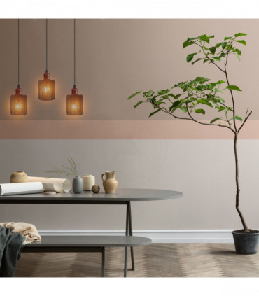 Vintage Industrial Rustic Red 3 Head Reactangle Pendant Cord E27 Base Metal Brushed Light Fitting Barel Cage Lamp Shade