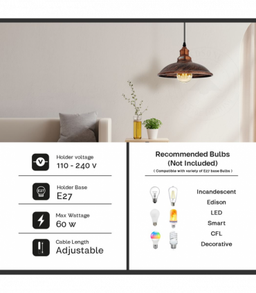 Vintage Industrial Rustic red  E27 Ceiling Hanging Light Shade Loft Style Metal Ceiling Pendant Lamp