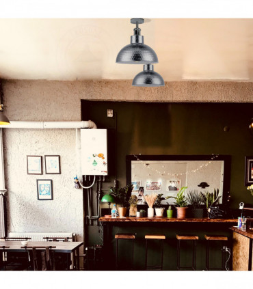 Vintage Industrial Style Flush Mount Metal Chrome Ceiling Light