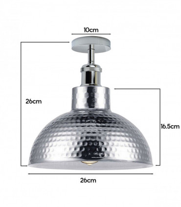 Vintage Industrial Style Flush Mount Metal Chrome Ceiling Light