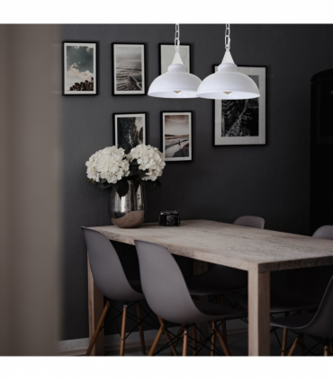 Vintage Industrial White E27 Ceiling Hanging Light  Metal Pendant Lamp