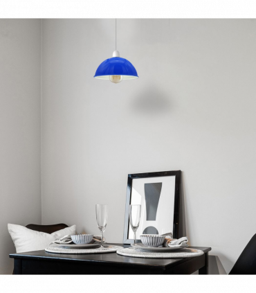 Vintage Navy Blue  Industrial Easy Fit Dome Shaped Lamp Shade Ceiling, Pendant, Wall Light Metal E27 Light Fitting 60W