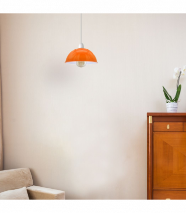 Vintage Orange Industrial Easy Fit Dome Shaped Lamp Shade Ceiling, Pendant, Wall Light Metal E27 Light Fitting 60W