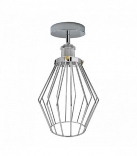 Vintage Retro Chrome Colour Ceiling Light fixtures Industrial Metal Semi Flush Mount E27 Base Screw Type Edison