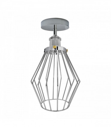 Vintage Retro Chrome Colour Ceiling Light fixtures Industrial Metal Semi Flush Mount E27 Base Screw Type Edison