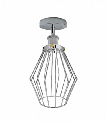 Vintage Retro Chrome Colour Ceiling Light fixtures Industrial Metal Semi Flush Mount E27 Base Screw Type Edison