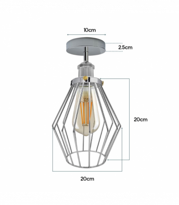 Vintage Retro Chrome Colour Ceiling Light fixtures Industrial Metal Semi Flush Mount E27 Base Screw Type Edison