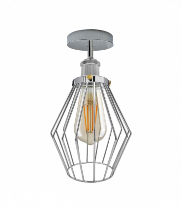 Vintage Retro Chrome Colour Ceiling Light fixtures Industrial Metal Semi Flush Mount E27 Base Screw Type Edison