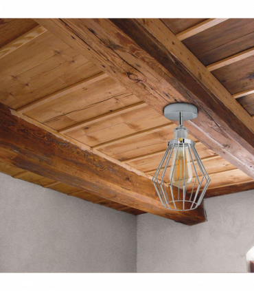 Vintage Retro Chrome Colour Ceiling Light fixtures Industrial Metal Semi Flush Mount E27 Base Screw Type Edison