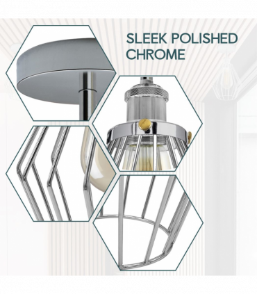 Vintage Retro Chrome Colour Ceiling Light fixtures Industrial Metal Semi Flush Mount E27 Base Screw Type Edison