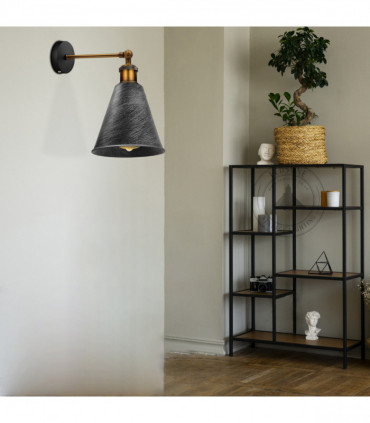 Vintage Retro Industrial Brushed Silver Wall sconce Metal Wall Light Wall Lamp Long Arm Neck Mount Easy fit