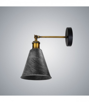 Vintage Retro Industrial Brushed Silver Wall sconce Metal Wall Light Wall Lamp Long Arm Neck Mount Easy fit