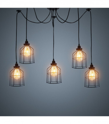 Vintage Retro Industrial Ceiling Cage Light Shade Spider Pendant Lamp Chandelier