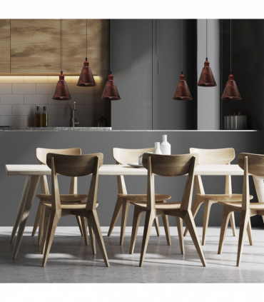 Vintage Rustic Red 3 Head Reactangle Base Pendant Cord E27 Base Metal Brushed Light Fitting Long Cone Shape Lamp Shade