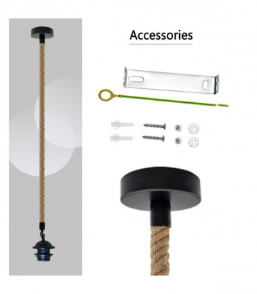 Vintage Single Pendant Light Fitting, lampshade addable E27 Lamp Holder for Ceiling Hanging Light,