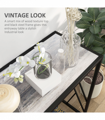 Vintage Sofa Table, Metal Frame Console Table for Hallway Living Room