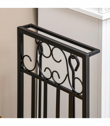 Vintage Style Firewood Log Rack Holder w/ Shovel Broom Poker Tong Tools Hooks