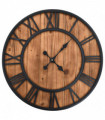 Vintage Wall Clock with Quartz Movement Wood and Metal 60cm XXL