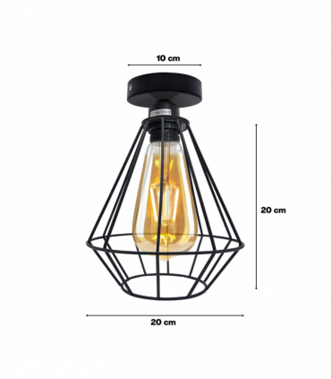 Vintage Wire Cage Ceiling Light Metal Round Ceiling Rose E27 Light Fitting 60W Lighting Bulb Holder