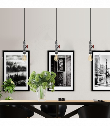 Vintage industrial  Brushed Silver metal pendant pipe light E27 adjustable cable