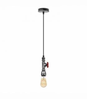 Vintage industrial  Brushed Silver metal pendant pipe light E27 adjustable cable