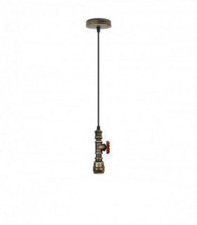 Vintage industrial Brushed Brass metal pendant pipe light E27 adjustable cable