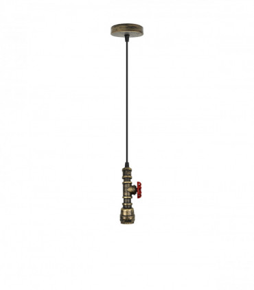 Vintage industrial Brushed Brass metal pendant pipe light E27 adjustable cable