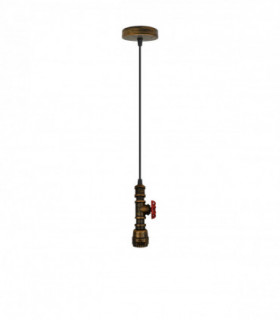 Vintage industrial Brushed copper metal pendant pipe light E27 adjustable cable