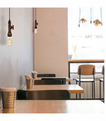 Vintage industrial Brushed copper metal pendant pipe light E27 adjustable cable