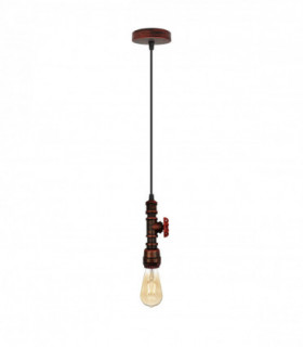 Vintage industrial Rustic Red metal pendant pipe light E27 adjustable cable