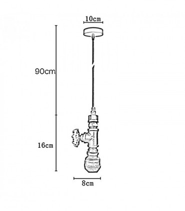 Vintage industrial Rustic Red metal pendant pipe light E27 adjustable cable