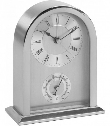 Wm.Widdop Arched Silver Aluminium Case Mantel Clock W2843