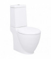 vidaXL WC Ceramic Toilet Bathroom Round Toilet Bottom Water Flow White