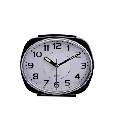 WIDDOP ALARM CLOCK OVAL WITH LUMINOUS HANDS BLACK CASE