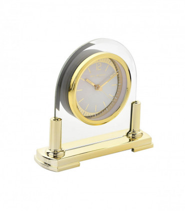 Wm.Widdop Glass Mantel Clock 2 Tone Dial Gold Stand