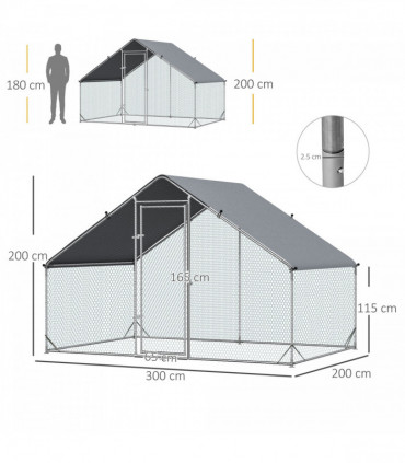 Walk In Chicken Run Galvanized Chicken Coop Hen House w/ Water-Resist Cover