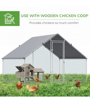 Walk In Chicken Run Galvanized Chicken Coop Hen House w/ Water-Resist Cover